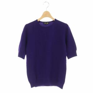 半袖 クルーネックウールニットセーター 2 パープル