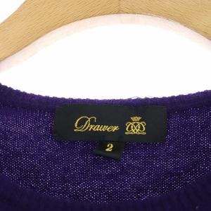 Drawer 半袖 クルーネックウールニットセーター 2 パープル