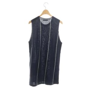 CELINE ニット シルク ストライプ S ネイビー