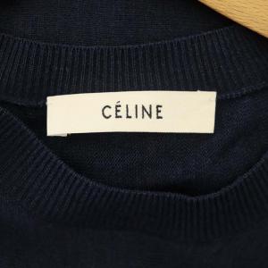 CELINE ニット シルク ストライプ S ネイビー