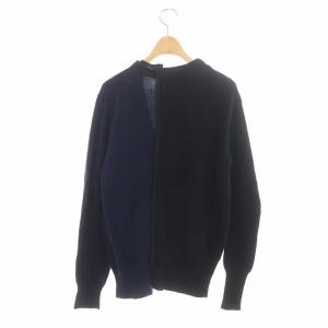 sacai アシンメトリードッキングニット セーター 長袖 切替 2 ブラック ネイビー