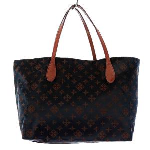 russet トートバッグ ナイロン モノグラム レザー ネイビー ブラウン