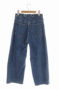 PRADA 2019 クロップドデニムパンツ ジーンズ ワイド ジッパーフライ 26 ブルー