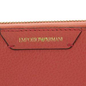 EMPORIO ARMANI ラウンドジップレザーウォレット サーモンピンク