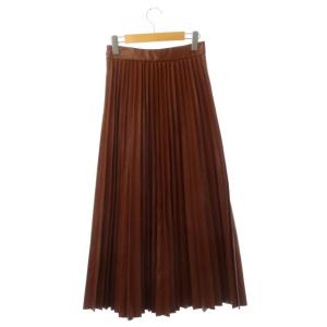 CLANE 20AW ACCORDION PLEAT LEATHER SKIRT ロング フェイクレザー 1 ブラウン