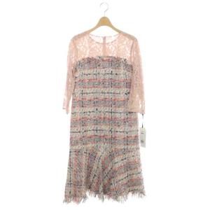 21SS レース切替ツイードワンピース ピンク