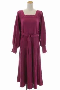 21AW スクエアネックニットワンピース 36 マゼンタ
