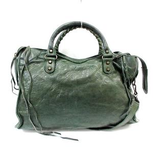BALENCIAGA ザシティ レザーショルダーバッグ グリーン