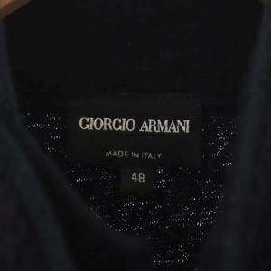 GIORGIO ARMANI ボアライダースジャケット ジップアップ スタンドカラー 48 ダークネイビー