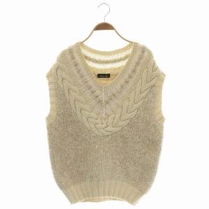 ラメケーブルニットベスト プルオーバー アルパカシルク混 ベージュ