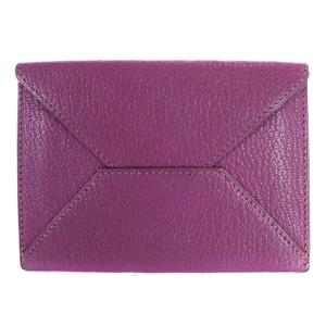 ミルファイユ カードケース レザー レター型 H刻印 紫