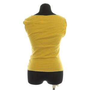 CELINE カシミヤノースリーブニット タンクトップ カットソー ラメ S イエロー