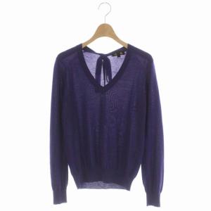 18GカシミヤシルクバックリボンVネック ニット 2 パープル