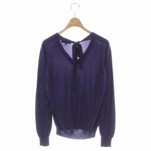 Drawer 18GカシミヤシルクバックリボンVネック ニット 2 パープル