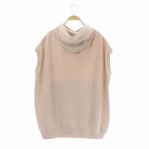 Drawer 2021 juillet 12Gウールカシミヤフーデッドノースリーブニット ピンクベージュ