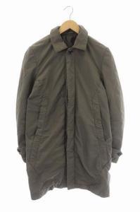 Pe/Ny テクノヴィンテージツイル ステンカラーコート ミドル丈 総裏地 アウター 比翼ボタン 1 カーキ