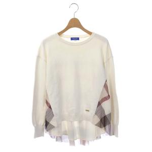 19SS チェック切替ニットセーター 38 ホワイト