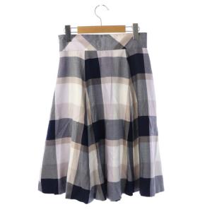 BLUE LABEL CRESTBRIDGE 20SS スカート チェック フレア 38 ネイビー