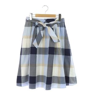 20SS ギャザースカート ひざ丈 チェック マルチカラー