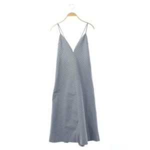 19SS キャミワンピース ロング ジャンパースカート チェック グレー ブルー