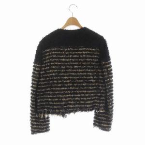 Drawer ノーカラーワイドジャケット ファンシーツイード 38 ベージュ ブラック