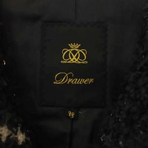 Drawer ノーカラーワイドジャケット ファンシーツイード 38 ベージュ ブラック