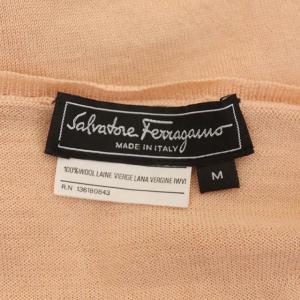 Salvatore Ferragamo リボンデザインアンサンブルニット カーディガン 長袖 ウール M サーモンピンク