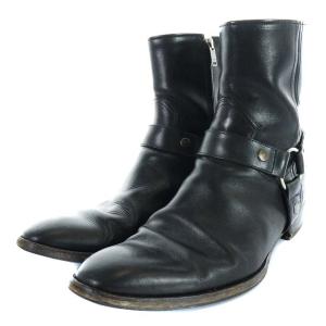 SAINT LAURENT PARIS ワイアットブーツ ハーネス ローヒール 43.5 ブラック