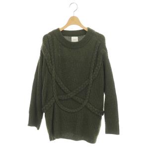 ニット セーター 畦編み カーキグリーン