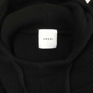 Ameri VINTAGE 19SS ワッフルフーディトップ パーカー プルオーバー ラグランスリーブ ブラック