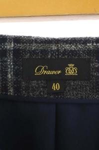 Drawer チェックラップスカート ロング タイト グレー ネイビー ブラウン