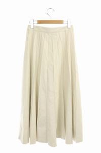 Spick&Span 20SS フェイクレザープリーツスカート ロング フレア 36 アイボリー