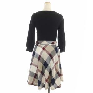 BLUE LABEL CRESTBRIDGE ベルト付チェック切替ワンピース 38 ブラック