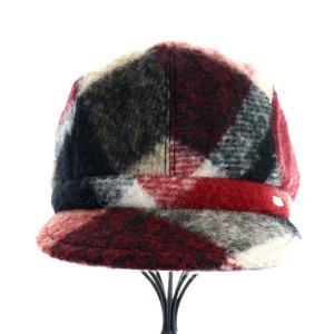 BLUE LABEL CRESTBRIDGE チェック柄キャスケット レッド