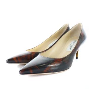 パンプス パテントカーフポインテッドトゥ ピンヒール ハイヒール22.5cm ブラウン