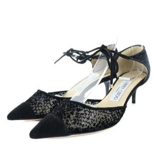 ポインテッドトゥスエードパンプス 34.5 ブラック