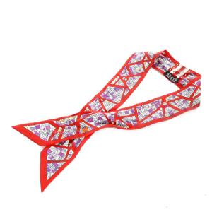 スカーフ ツイリー 17rue de sevres  シルク 総柄 マルチカラー レッド