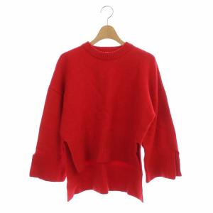 20AW ウールイレギュラーヘムニットセーター 長袖 ワイドスリーブ バックテール 38 レッド