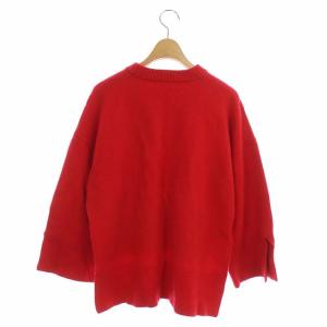 ENFOLD 20AW ウールイレギュラーヘムニットセーター 長袖 ワイドスリーブ バックテール 38 レッド