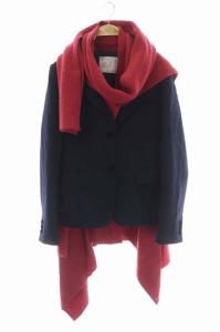 ハイブリッド ニットジャケット フェイクレイヤード デザイン アシンメトリー