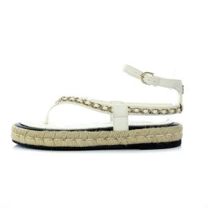 CHANEL サンダル トング マトラッセ エスパドリーユ ココマーク チェーン レザー 23.5cm