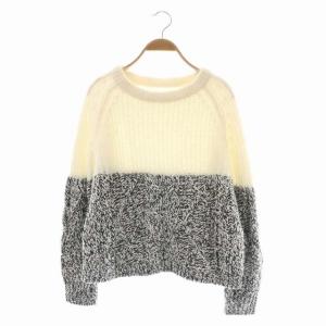 20AW モヘヤ切替ニット セーター 長袖 ハイネック プルオーバー 36 ホワイト ブラック