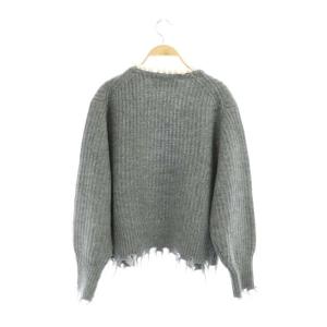 MADISONBLUE 21AW PEARL DAMAGE CD BRITISH WOOL カーディガン S グレー