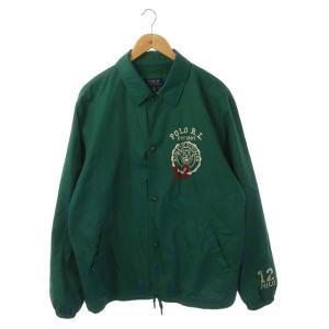 VARSITY COACH JACKET ワッペン装飾  スナップボタン グリーン