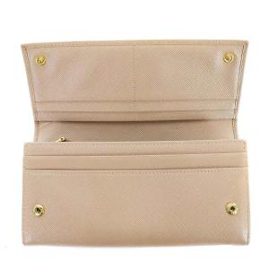 PRADA 長財布 二つ折り サフィアーノレザー ロゴ 三角プレート ベージュ 1MH132