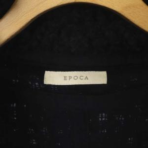 EPOCA フード付ボアコート アウター ニット ブークレ ミドル丈 40 ネイビー ブラック