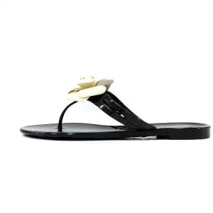 CHANEL カメリア ココマークラバーサンダル 38 ブラック