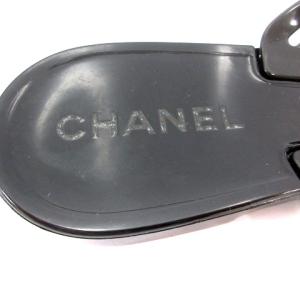 CHANEL カメリア ココマークラバーサンダル 38 ブラック