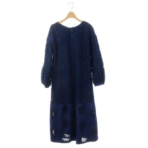 GRACE CONTINENTAL 21AW レースコンビロングワンピース 切替 36 ネイビー