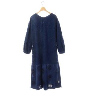 GRACE CONTINENTAL 21AW レースコンビロングワンピース 切替 36 ネイビー